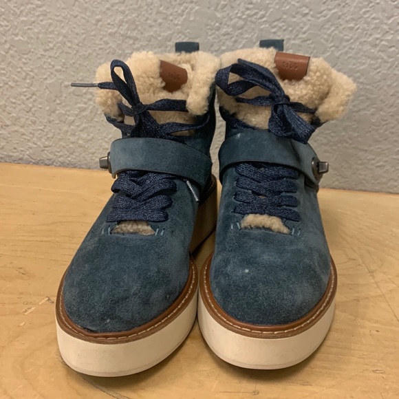 NWT FW23 COACH Shearling Suede Winter Platform Boots Sz6 - Picture 3 of 7